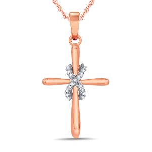 Diamond Infinity Cross Pendant in 10K Two Tone Gold- PDF57567