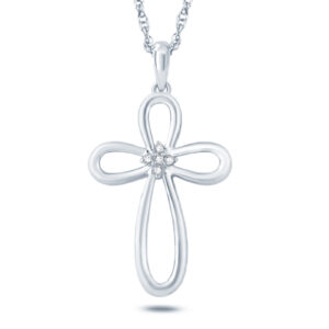 Diamond Accent Cross Pendant in 10K White Gold- PDF57571