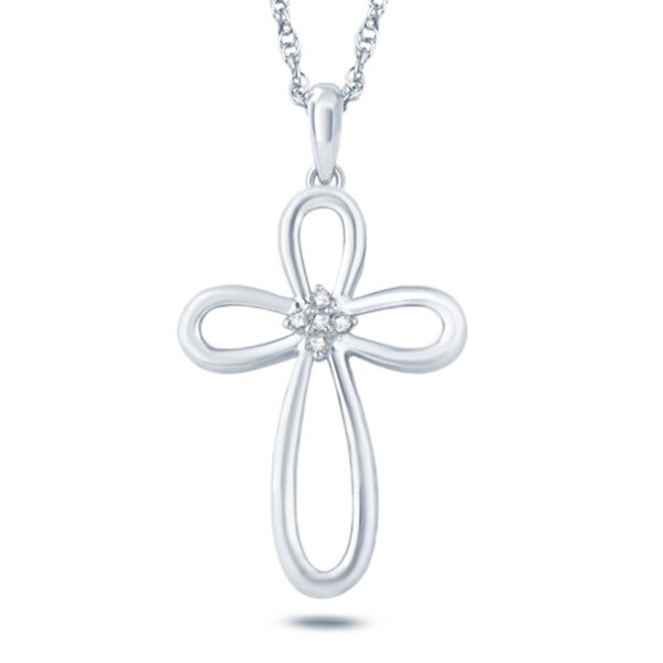 Diamond Accent Cross Pendant in 10K White Gold- PDF57571