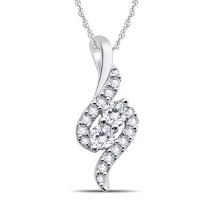 1/4 Carat TW Diamond Two Stone Pendant in 10K White Gold- PDF57573