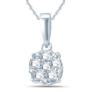 1/4 Carat TW Diamond Cluster Pendant in 10K White Gold- PDF57577