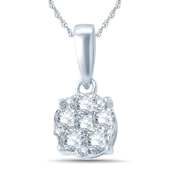 1/4 Carat TW Diamond Cluster Pendant in 10K White Gold- PDF57577