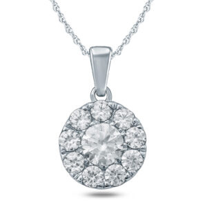 1/2 Carat TW Diamond Halo Pendant in 10K White Gold- PDF57579