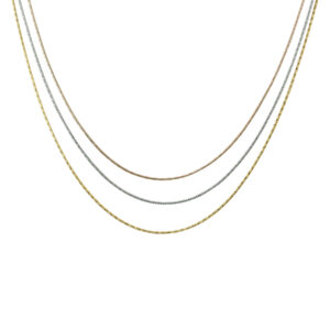 Triple Strand Three Tone Necklace in.925 Sterling Silver- PDF57769