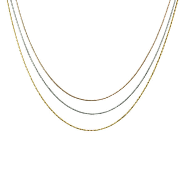 Triple Strand Three Tone Necklace in.925 Sterling Silver- PDF57769
