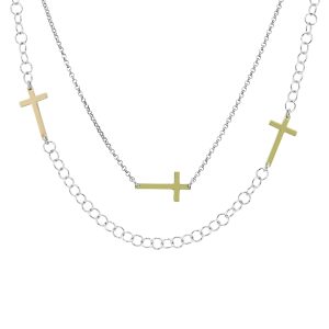 Long 46 inch Cross Necklace in.925 Sterling Silver- PDF57777
