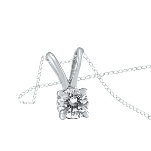 1/2 Carat AGS Certified Round Diamond Solitaire Pendant in 14K White Gold (I-J Color, SI1-SI2 Clarity)- PDF58103