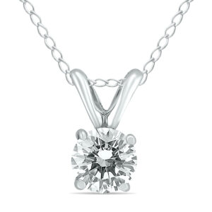1 Carat AGS Certified Round Diamond Solitaire Pendant in 14K White Gold (I-J Color, SI1-SI2 Clarity)- PDF58105
