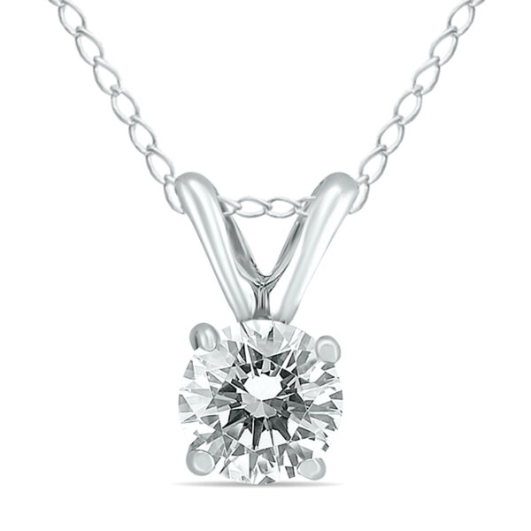 1 Carat AGS Certified Round Diamond Solitaire Pendant in 14K White Gold (I-J Color, SI1-SI2 Clarity)- PDF58105
