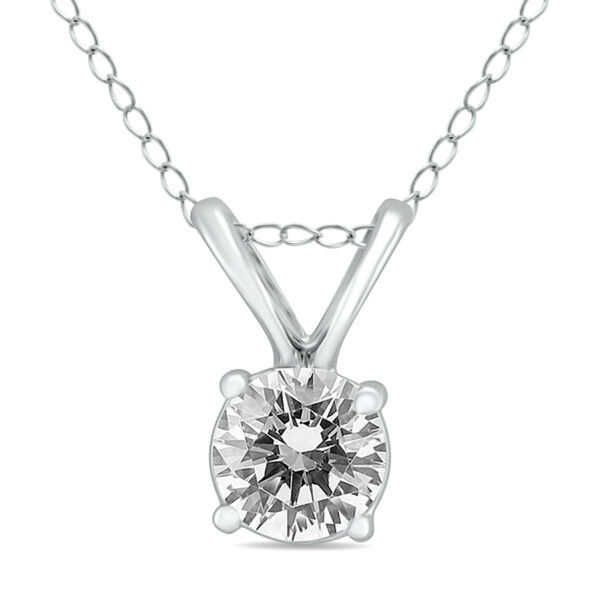 1/3 Carat AGS Certified Round Diamond Solitaire Pendant in 14K White Gold (I-J Color, SI1-SI2 Clarity)- PDF58120AGS