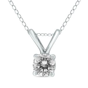 1/4 Carat Round Diamond Solitaire Pendant in 14K White Gold- PDF58198