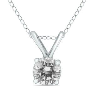 1/3 Carat Round Diamond Solitaire Pendant in 14K White Gold- PDF58199