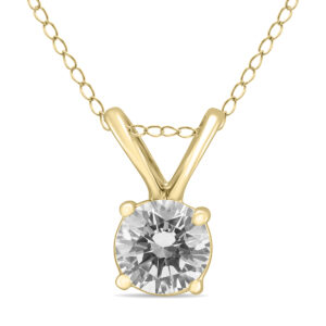 1/2 Carat Round Diamond Solitaire Pendant in 14K Yellow Gold- PDF58215