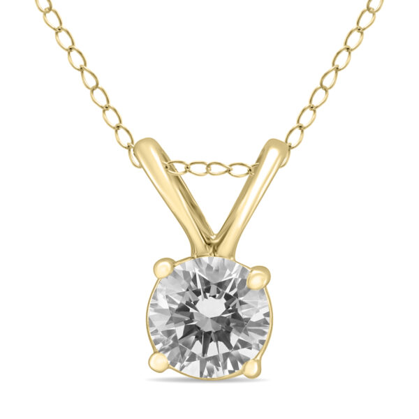 1/2 Carat Round Diamond Solitaire Pendant in 14K Yellow Gold- PDF58215