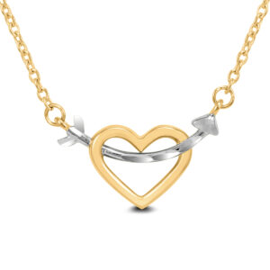 Heart and Arrow Necklace in 14K Yellow Gold with White Rhodium Plating- PDF59310