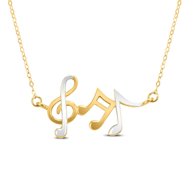 14K Yellow Gold Musical Notes Pendant- PDF59316