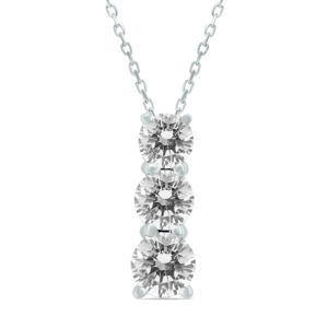 1 Carat TW Three Stone Diamond Pendant in 14K White Gold- PDF59330D