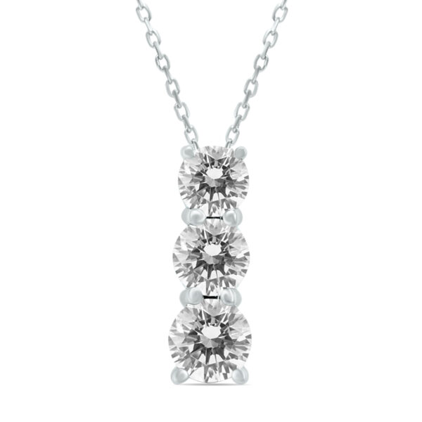 1 Carat TW Three Stone Diamond Pendant in 14K White Gold- PDF59330D