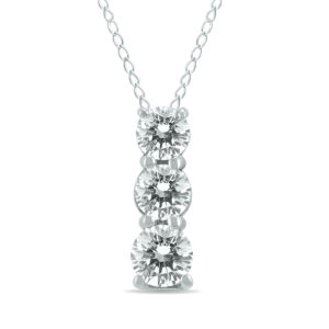 1/4 Carat TW Diamond Three Stone Pendant in 14K White Gold- PDF59332D