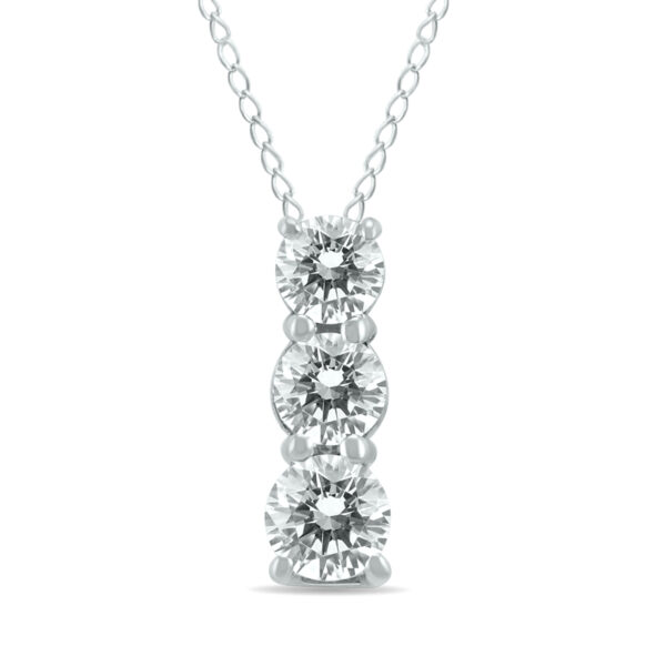 1/4 Carat TW Diamond Three Stone Pendant in 14K White Gold- PDF59332D