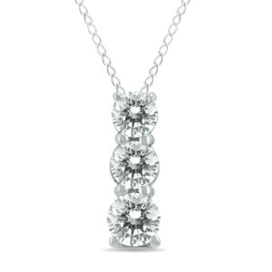 1/2 Carat TW Three Stone Diamond Pendant in 14K White Gold- PDF59341D