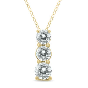 1/2 Carat TW Three Stone Diamond Pendant in 14K Yellow Gold- PDF59342D