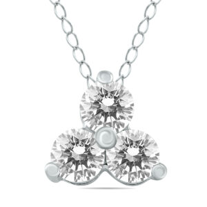 1/2 Carat TW Diamond Three Stone Pendant in 14K White Gold- PDF59350D