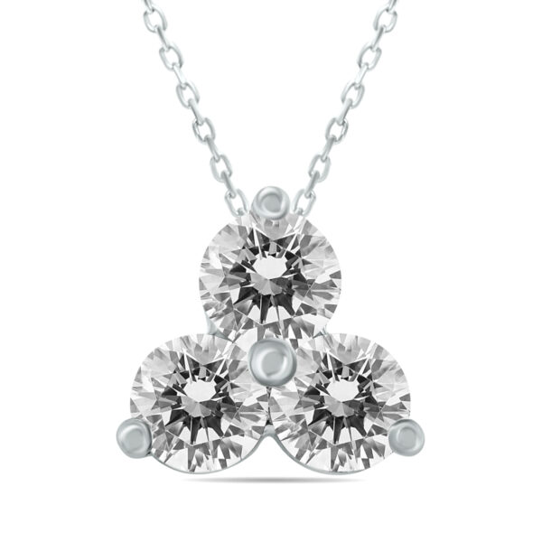 1 Carat TW Diamond Three Stone Pendant in 14K White Gold- PDF59351D