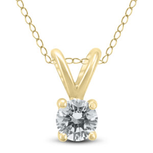1/4 Carat (J-K Color, VS1-VS2 Clarity) AGS Certified Round Diamond Solitaire Pendant in 14K Yellow Gold- PDF59560AGS