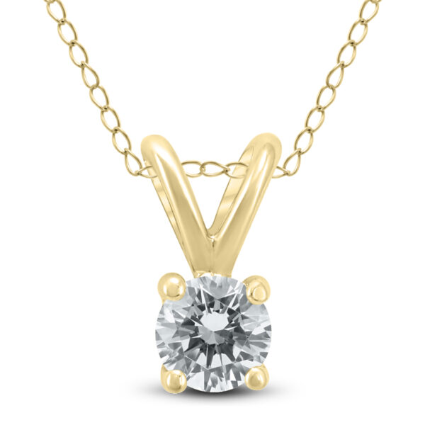 1/4 Carat (J-K Color, VS1-VS2 Clarity) AGS Certified Round Diamond Solitaire Pendant in 14K Yellow Gold- PDF59560AGS