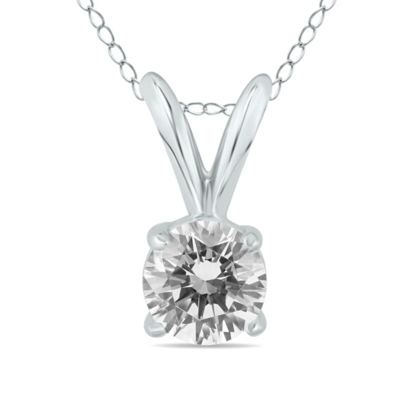 3/8 Carat Diamond Solitaire Pendant in 14K White Gold- PDF59577