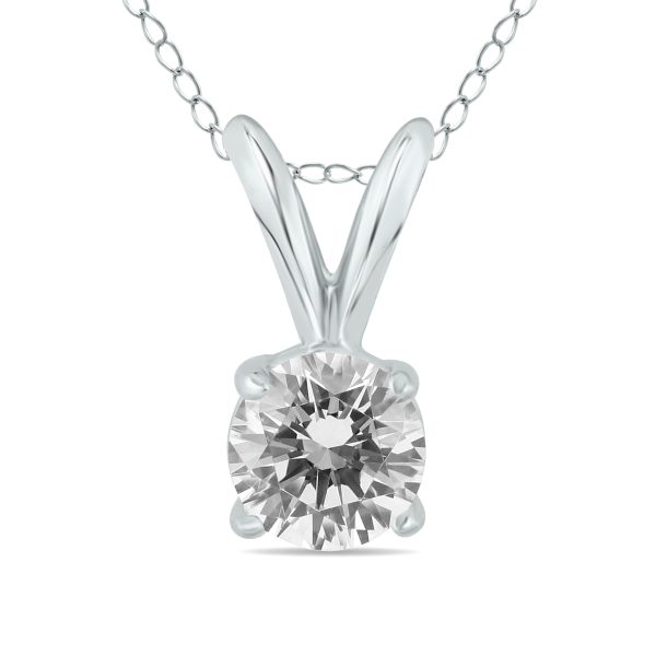 1/2 Carat Diamond Solitaire Pendant in 14K White Gold (L-M Color, I2-I3 Clarity)- PDF59579