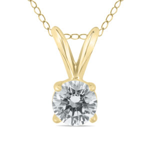 1/2 Carat (J-K Color, SI1-SI2 Clarity) AGS Certified Round Diamond Solitaire Pendant in 14K Yellow Gold- PDF59610