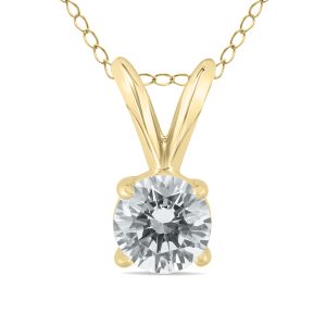 3/8 Carat (H-I Color, SI1-SI2 Clarity)( AGS Certified Diamond Solitaire Pendant in 14K Yellow Gold- PDF59628