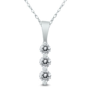 1/4 Carat TW Three Stone Diamond Pendant in 10K White Gold- PDF59809D