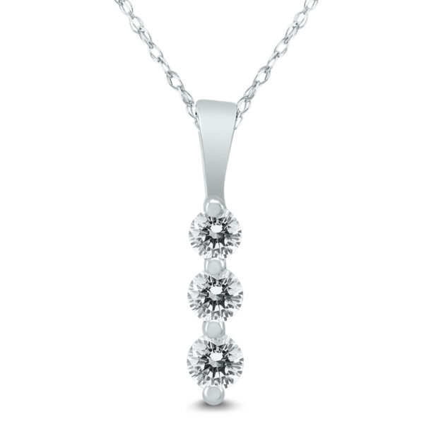 1/4 Carat TW Three Stone Diamond Pendant in 10K White Gold- PDF59809D
