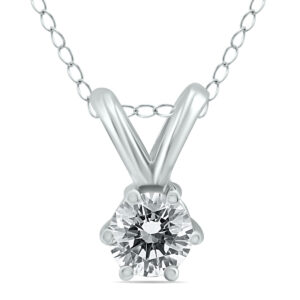 1/4 Carat 6 Prong Diamond Solitaire Pendant in 14K White Gold- PDF59832