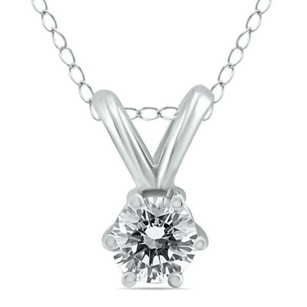 1/4 Carat 6 Prong Diamond Solitaire Pendant in 14K White Gold- PDF59832