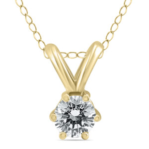 1/4 Carat 6 Prong Diamond Solitaire Pendant in 14K Yellow Gold- PDF59836