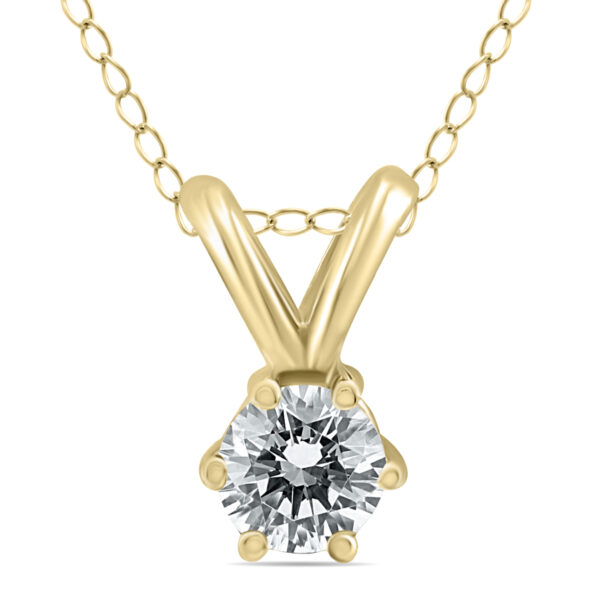 1/4 Carat 6 Prong Diamond Solitaire Pendant in 14K Yellow Gold- PDF59836