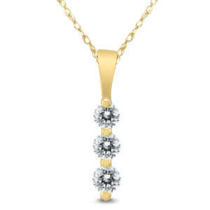 1/4 Carat TW Three Stone Diamond Pendant in 10K Yellow Gold- PDF59842D