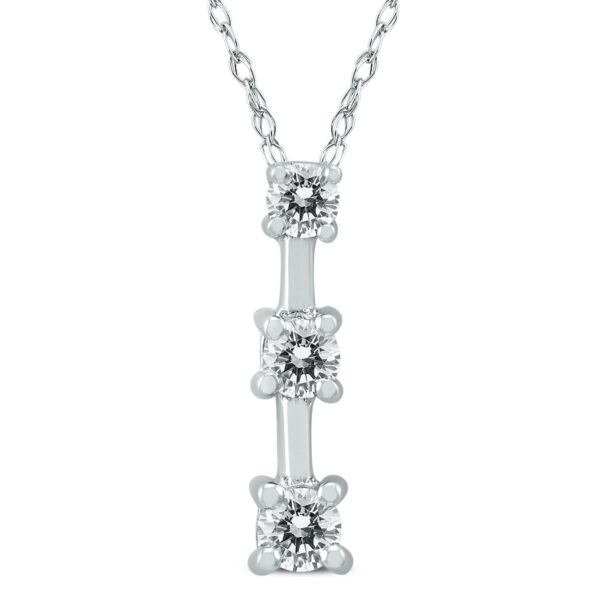 1/4 Carat TW Three Stone Diamond Pendant in 10K White Gold- PDF59843D