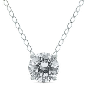 1/3 Carat Floating Round Diamond Solitaire Necklace in 14K White Gold- PDF59863
