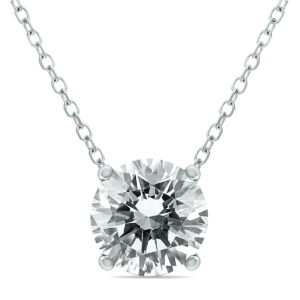 1 Carat Floating Round Diamond Solitaire Necklace in 14K White Gold- PDF59866D