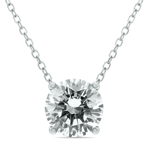 1 Carat Floating Round Diamond Solitaire Necklace in 14K White Gold- PDF59866D
