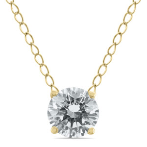 1/4 Carat Floating Round Diamond Solitaire Necklace in 14K Yellow Gold- PDF59867