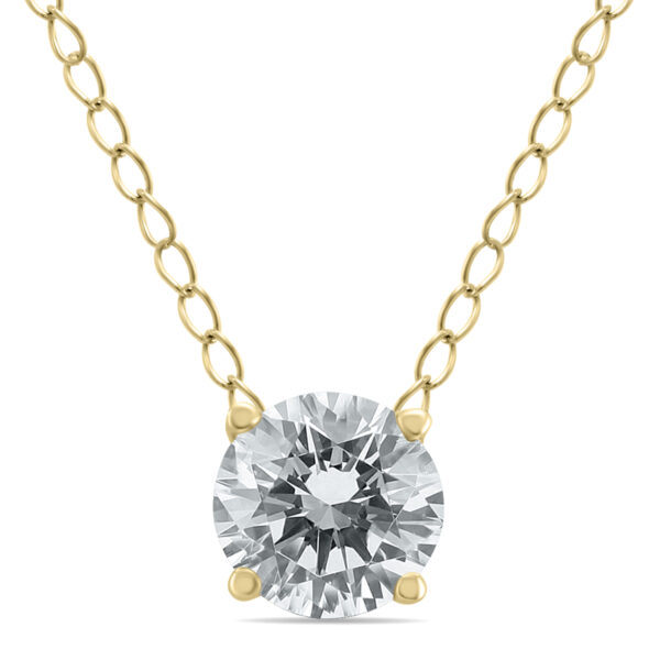1/4 Carat Floating Round Diamond Solitaire Necklace in 14K Yellow Gold- PDF59867