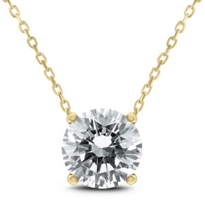 1 Carat Floating Round Diamond Solitaire Necklace in 14K Yellow Gold- PDF59872D