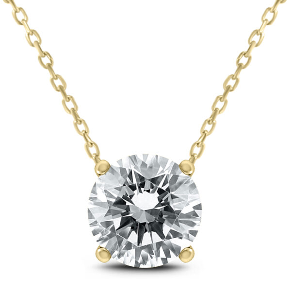 1 Carat Floating Round Diamond Solitaire Necklace in 14K Yellow Gold- PDF59872D