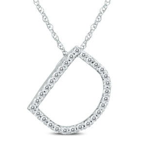 1/6 Carat TW D Initial Diamond Pendant Necklace in 10K White Gold with Adjustable Chain- PDF59904